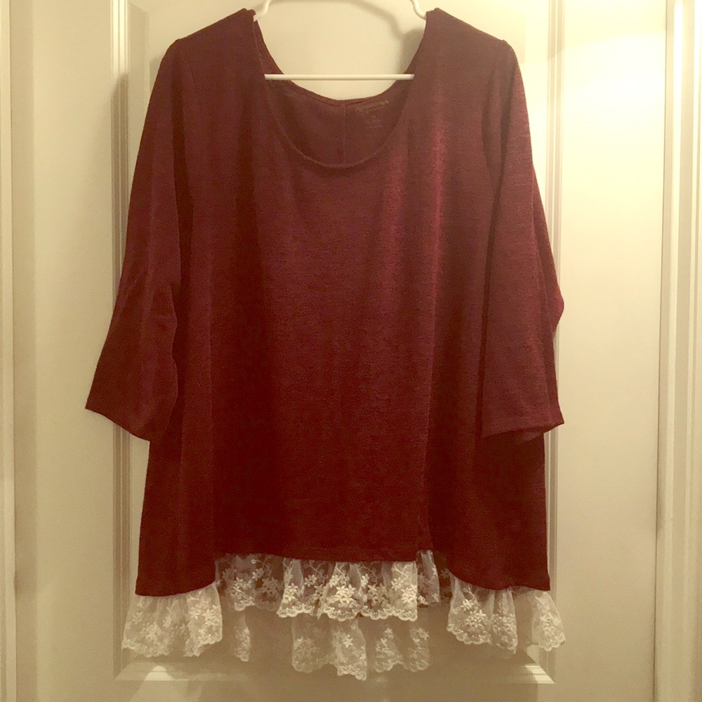 Maroon Top With Lace Detail